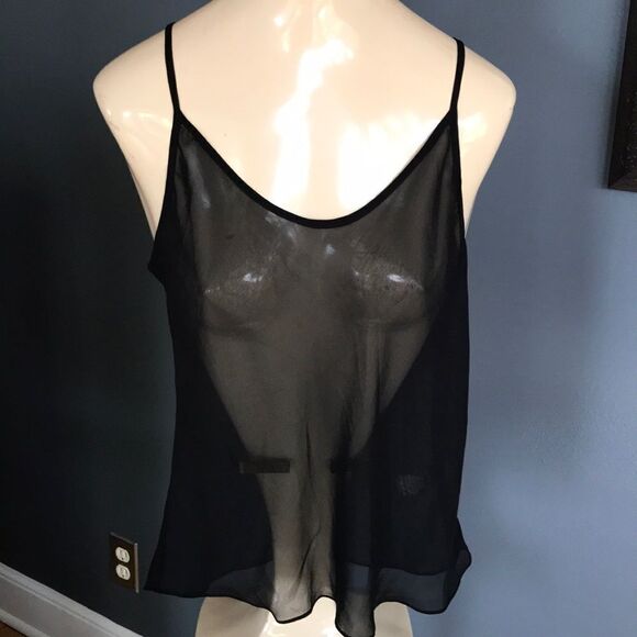 Vince Camuto sheer black sleeveless 2-pc top/tank - Picture 1 of 8
